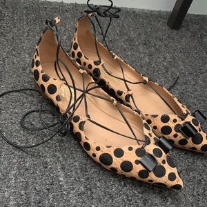 Ferragamo leaped print lace up flats